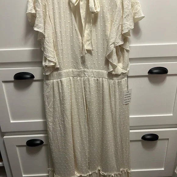 Joyfolie Cream Maxi Dress with Floral Accents - Picture 5 of 8